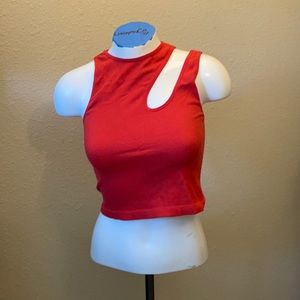 Red cutout crop top